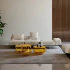 Saphir - Sofá modular moderno con base de cristal, fabricado en Italia. Viadurini