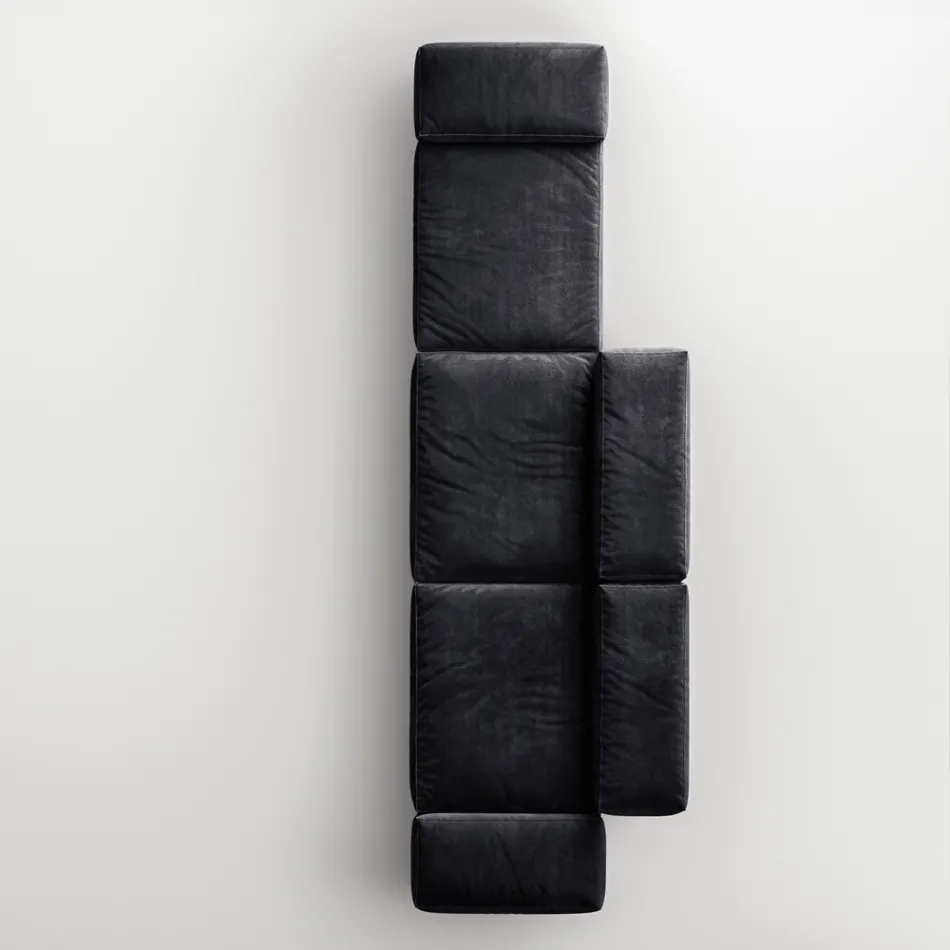 Saphir - Sofá modular moderno con base de cristal, fabricado en Italia. Viadurini