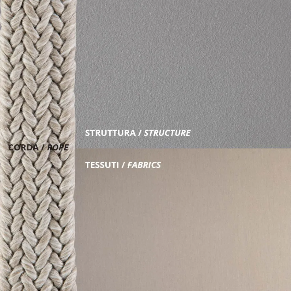 Sofá de exterior en acero y cuerda de varios tamaños con cojines Made in Italy - Helga Viadurini