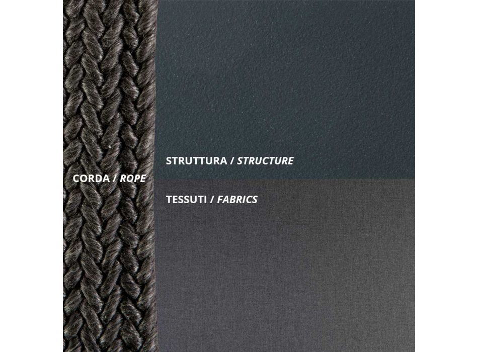 Sofá de exterior en acero y cuerda de varios tamaños con cojines Made in Italy - Helga Viadurini
