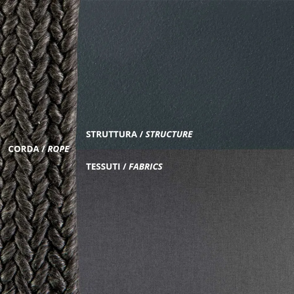 Sofá de exterior en acero y cuerda de varios tamaños con cojines Made in Italy - Helga Viadurini