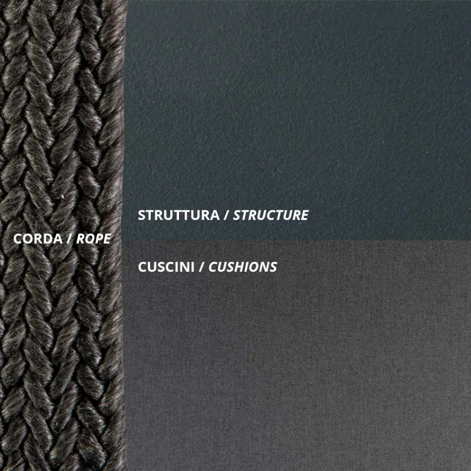 Sofá de exterior en acero varios tamaños y cojines incluidos Made in Italy - Bronn Viadurini