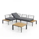 Sofá Convertible en Chaise Longue con Respaldo Regulable y Mesa de Centro - Finir Viadurini