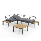 Sofá Convertible en Chaise Longue con Respaldo Regulable y Mesa de Centro - Finir Viadurini