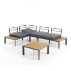 Sofá Convertible en Chaise Longue con Respaldo Regulable y Mesa de Centro - Finir Viadurini