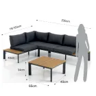 Sofá Convertible en Chaise Longue con Respaldo Regulable y Mesa de Centro - Finir Viadurini