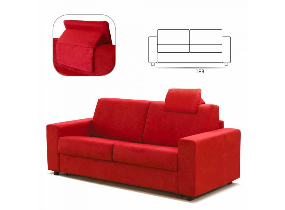 Tres plazas sofá moderno de cuero de diseño de imitación / tela hecha en Italia Mora Viadurini