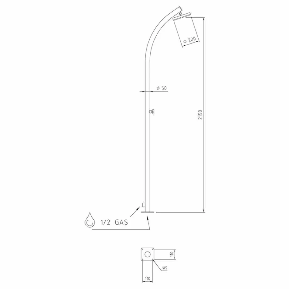 Ducha exterior con grifo de rosca de acero inoxidable Made in Italy - Yuki Viadurini
