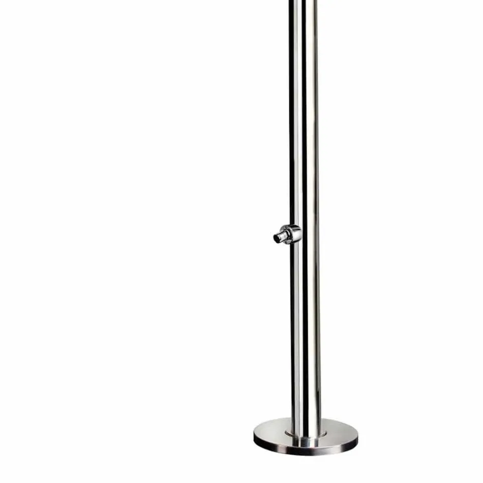 Ducha exterior en acero inoxidable cromado con lavapiés Made in Italy - Modeo Viadurini