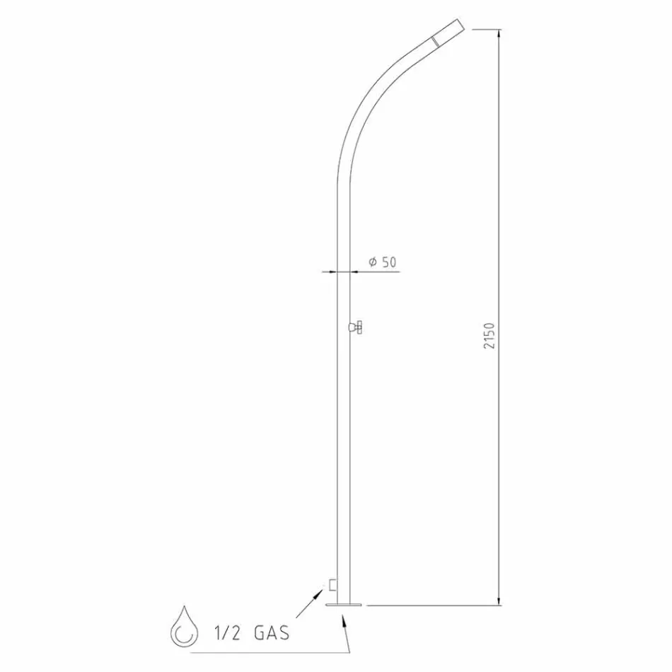 Ducha de jardín con rociador empotrado de acero inoxidable Made in Italy - Yuki Viadurini