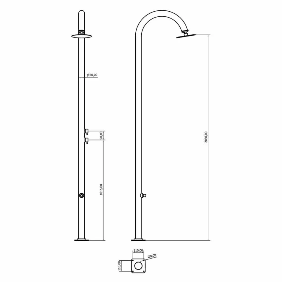 Ducha de jardín de acero inoxidable cromado con lavapiés Made in Italy - Marlen Viadurini