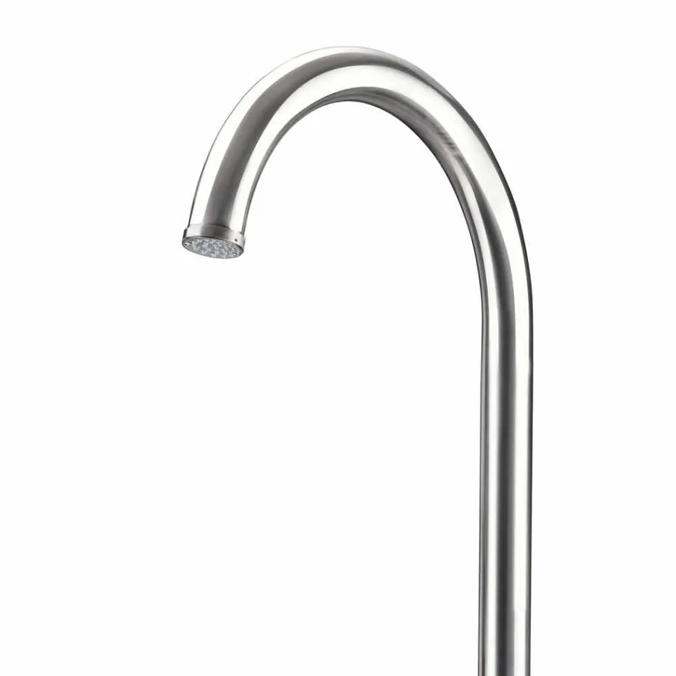 Ducha de jardín de acero inoxidable cromado con lavapiés Made in Italy - Marlen Viadurini