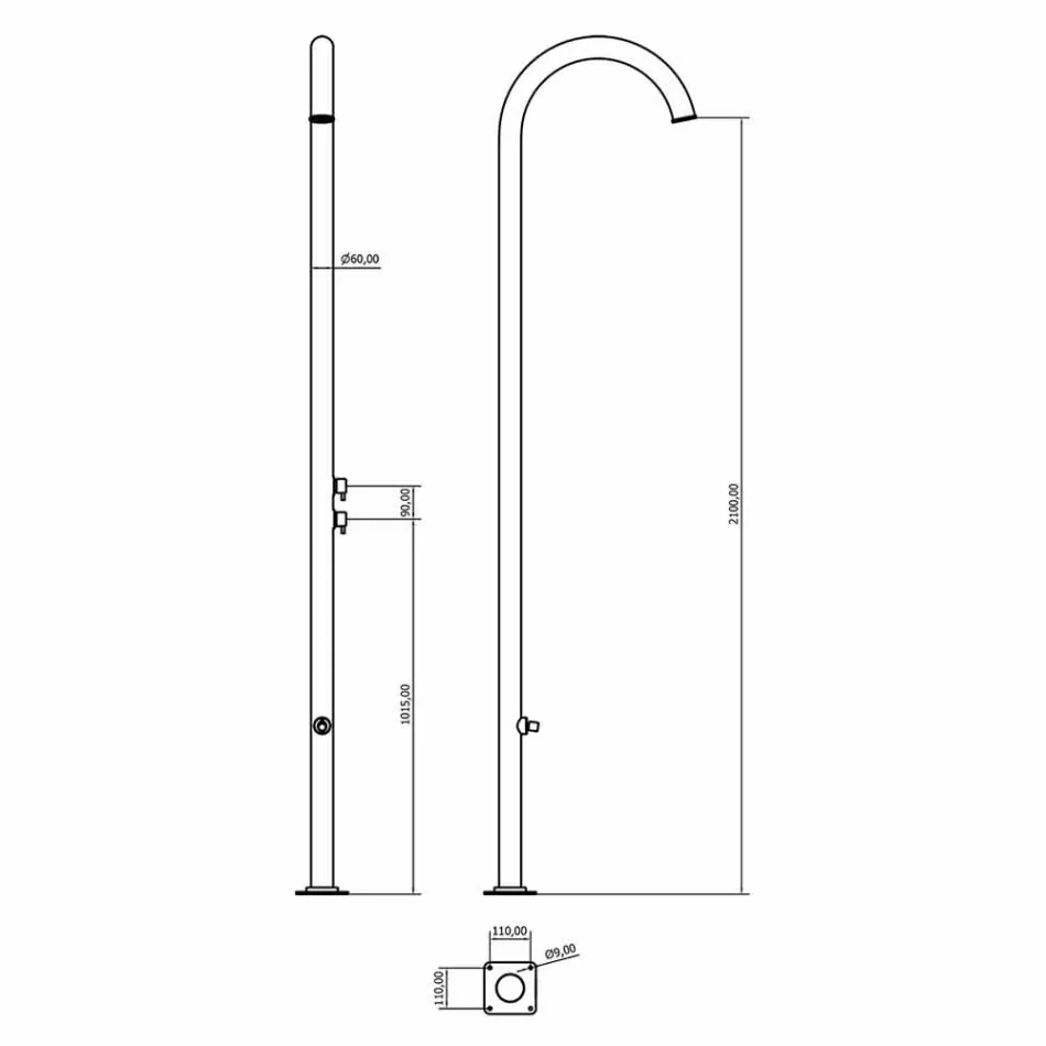 Ducha de jardín de acero inoxidable cromado con lavapiés Made in Italy - Marlen Viadurini