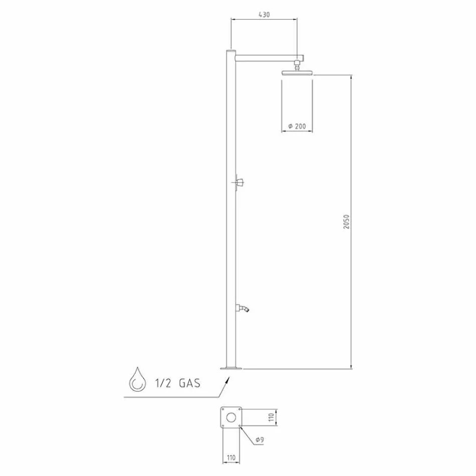 Ducha exterior en acero inoxidable cromado con mezclador Made in Italy - Modeo Viadurini