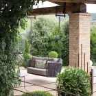 Mecedora de 2 plazas en metal y cuerda con asiento de tela Made in Italy - Mari Viadurini