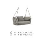 Mecedora de 2 plazas en metal y cuerda con asiento de tela Made in Italy - Mari Viadurini