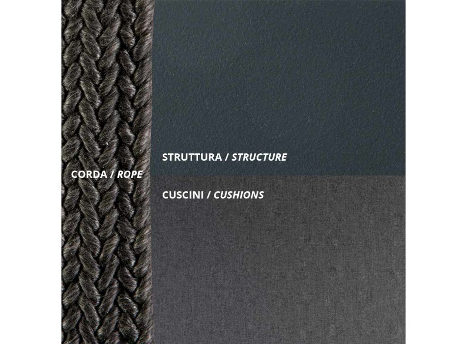 Columpio de jardín de acero con cuerdas y cojines incluidos Made in Italy - Bronn Viadurini