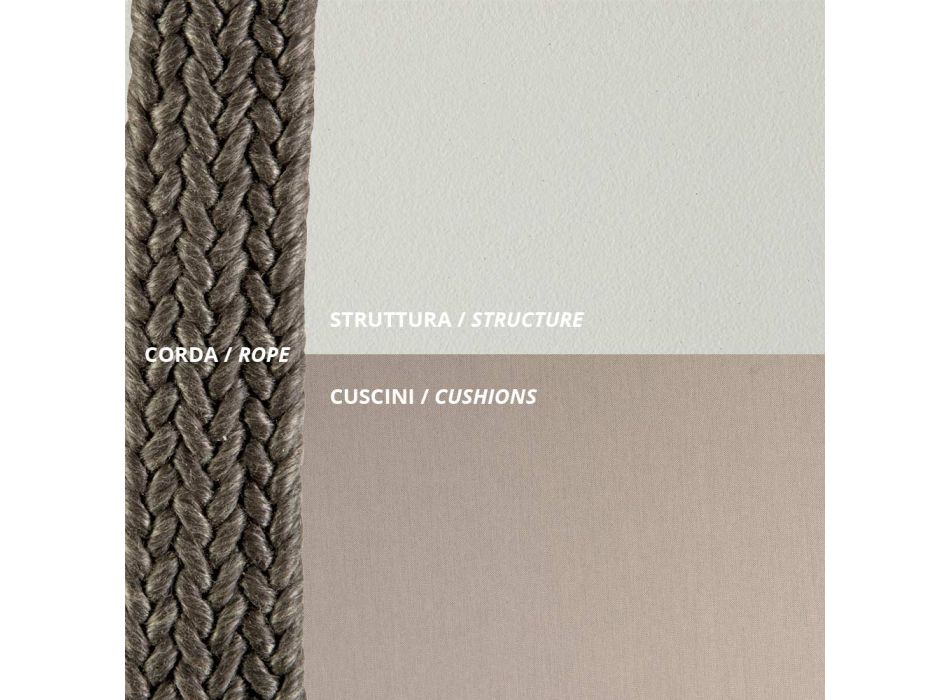 Columpio de jardín de acero con cuerdas y cojines incluidos Made in Italy - Bronn Viadurini