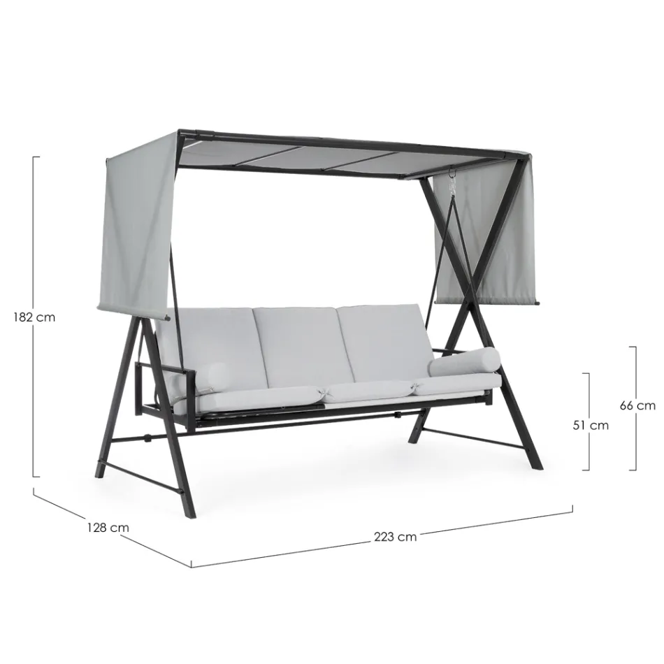 Columpio convertible en cama para el jardín en acero y tela - Recordemos  Viadurini