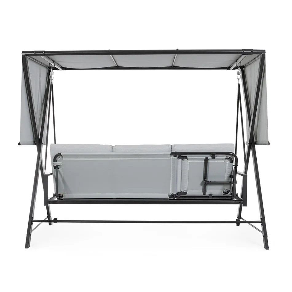 Columpio convertible en cama para el jardín en acero y tela - Recordemos  Viadurini