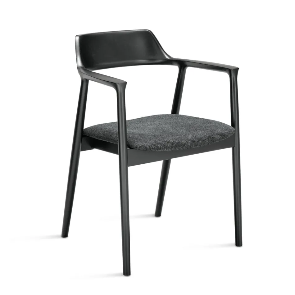 Dos sillas de madera de haya con asiento tapizado en tela bicolor - Dorian Viadurini