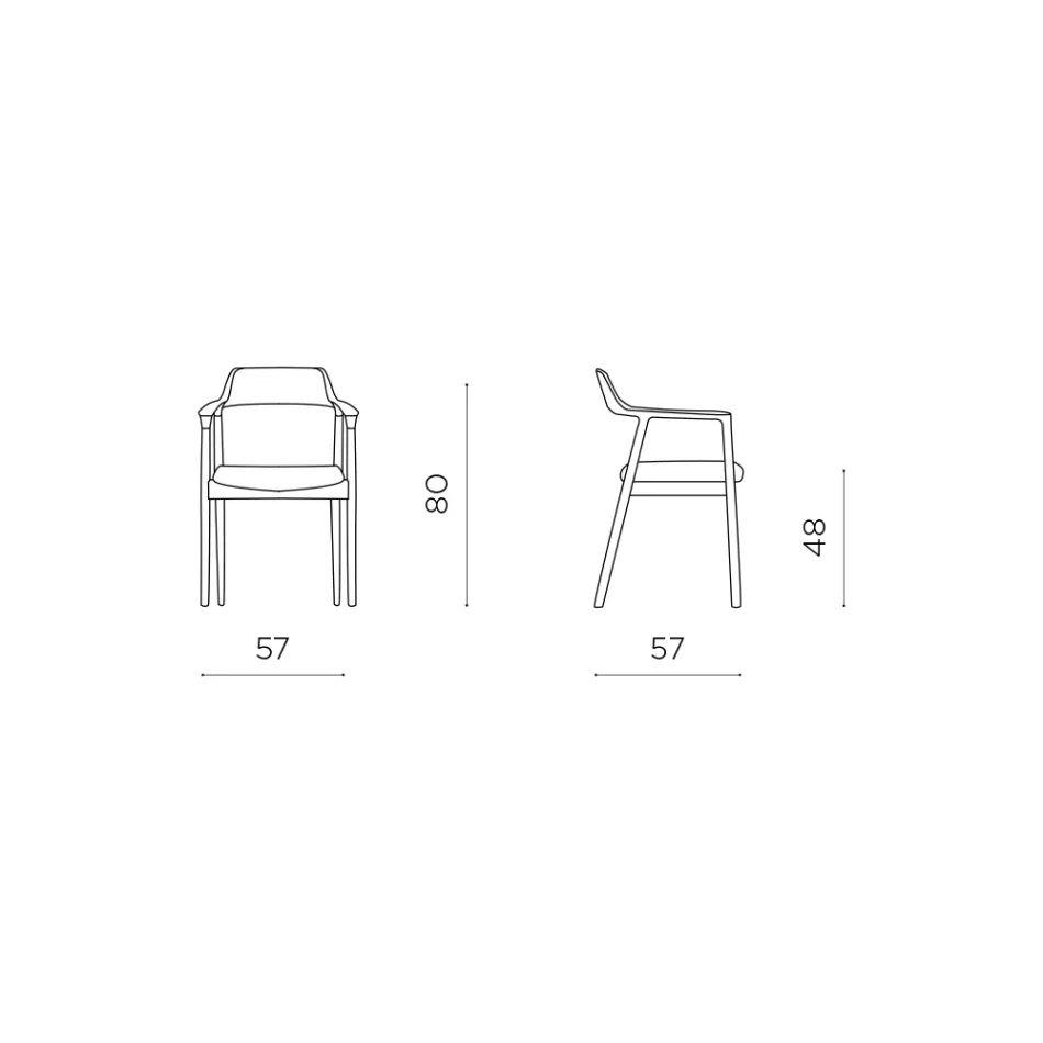 Dos sillas de madera de haya con asiento tapizado en tela bicolor - Dorian Viadurini