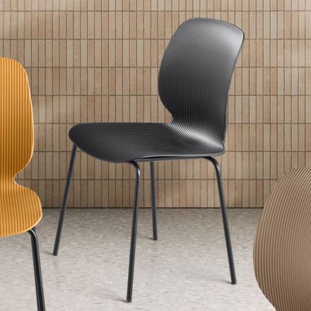 Dos sillas de polipropileno y metal pintado en varios colores - Dorica Viadurini