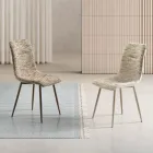 Dos sillas modernas tapizadas en tela y metal pintado en dos colores - Miral Viadurini