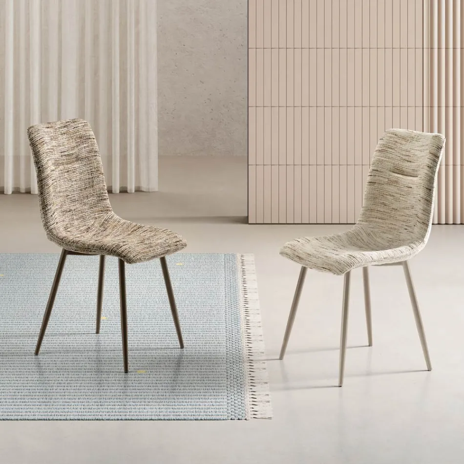 Dos sillas modernas tapizadas en tela y metal pintado en dos colores - Miral Viadurini