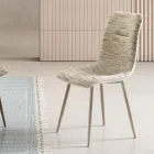 Dos sillas modernas tapizadas en tela y metal pintado en dos colores - Miral Viadurini