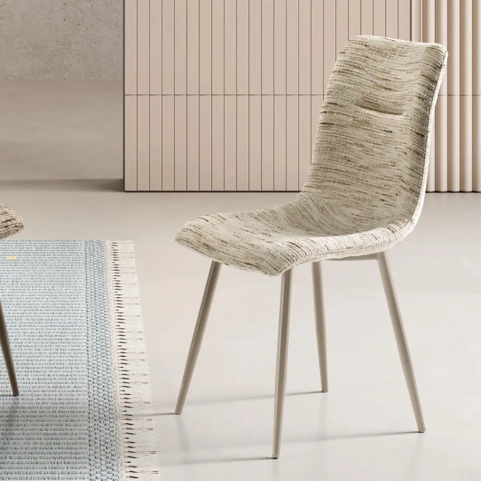 Dos sillas modernas tapizadas en tela y metal pintado en dos colores - Miral Viadurini