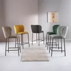 Dos taburetes tapizados en tela con estructura de metal pintado - Miraggio Viadurini