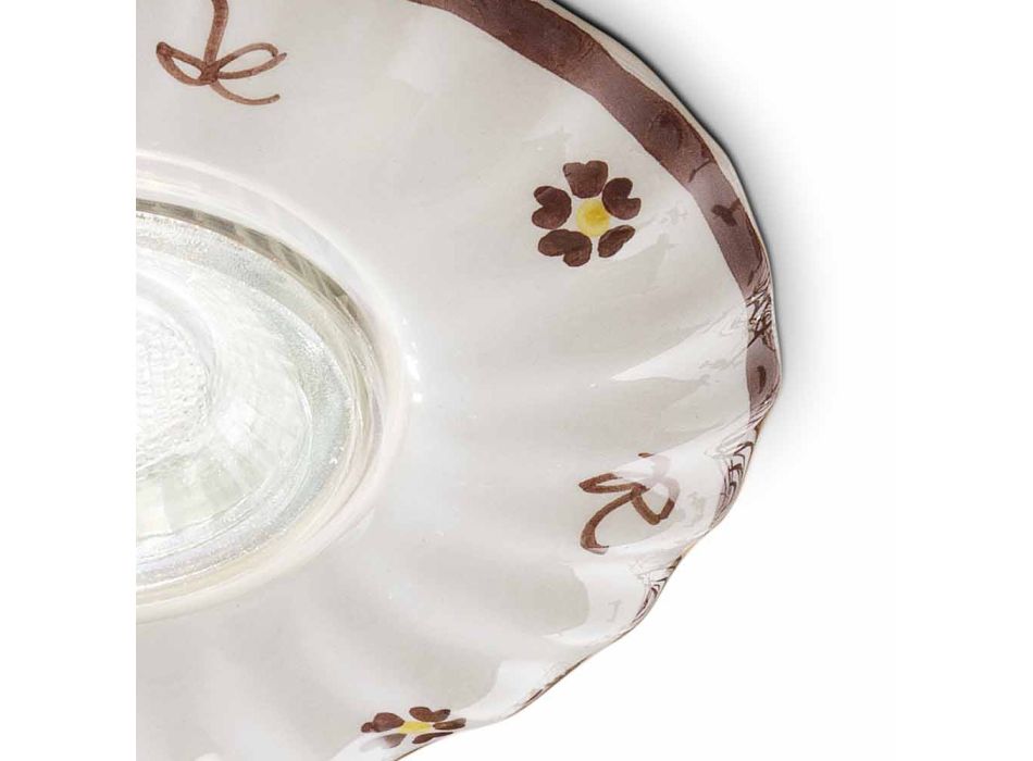 Foco empotrable en cerámica vintage ondulada y decorado a mano - Pescara Viadurini