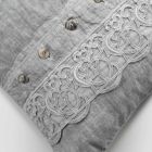 Funda de almohada de cama de lino gris con encaje italiano de lujo Sinergia - Stego Viadurini