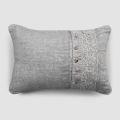 Cojines de cama Funda de almohada de lino gris con encaje italiano de lujo Synergy - Stego