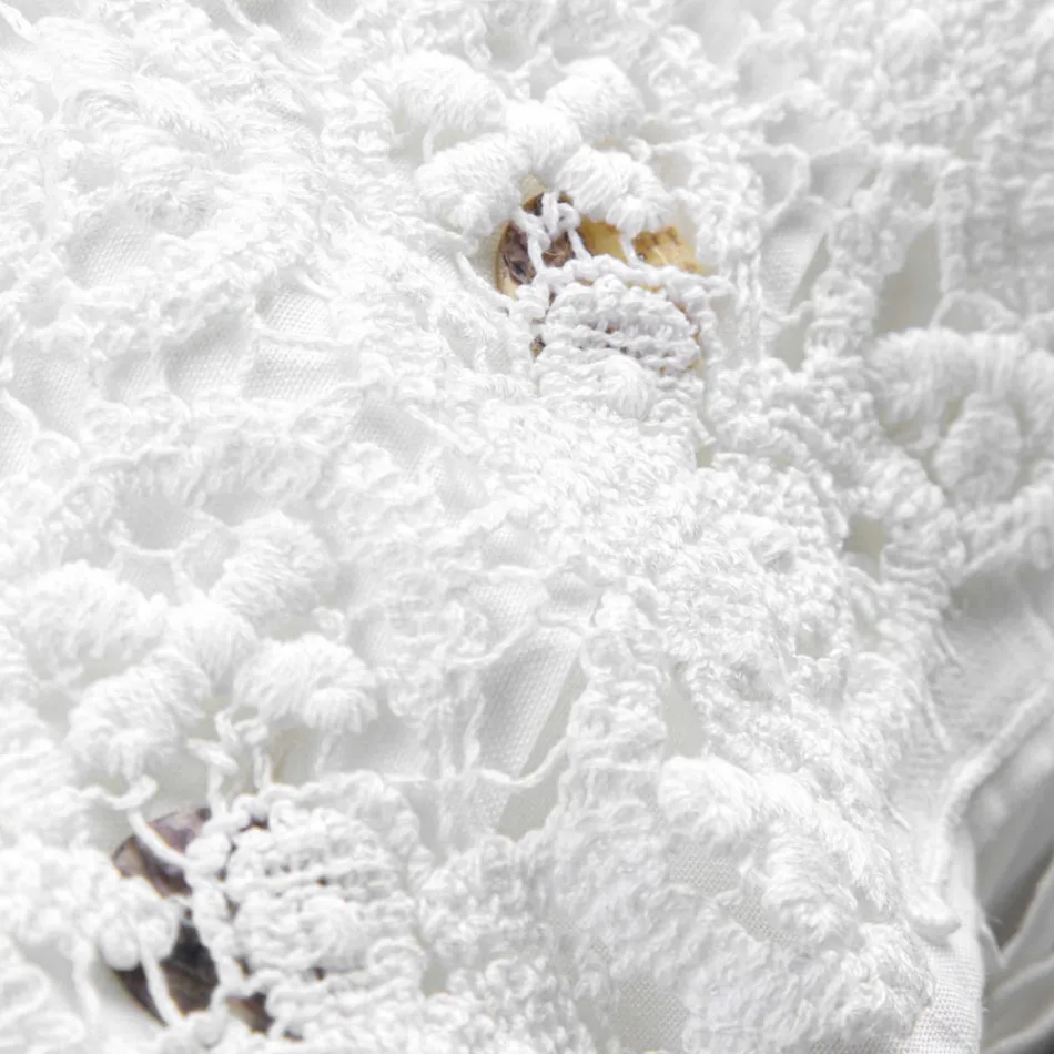 Funda de Almohada de Lino con Encaje Blanco para Cama de Diseño de Lujo Made in Italy - Kiss Viadurini