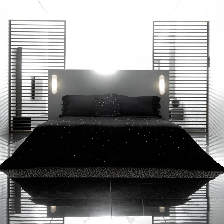 Funda de almohada de lino con encaje Poema y cordones mantequilla o negros Made in Italy - Masone Viadurini