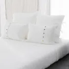 Funda de Almohada de Lino Claro Tiza o Retro con Lazos de Diseño Cuadrado - Prisco Viadurini