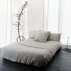 Funda de Almohada Cuadrada en Lino Tiza o Decoración Retro con Bordado de Esferas y Marco - Codo Viadurini