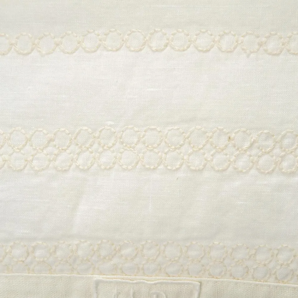 Funda de Almohada Cuadrada en Lino Tiza o Decoración Retro con Bordado de Esferas y Marco - Codo Viadurini