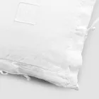 Funda de almohada cuadrada de lino pesado blanco y encajes Made in Italy - Matero Viadurini