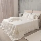 Funda de almohada rectangular con elegante encaje en diseño de lino blanco para cama - Gioiano Viadurini