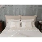 Funda de almohada rectangular con elegante encaje en diseño de lino blanco para cama - Gioiano Viadurini