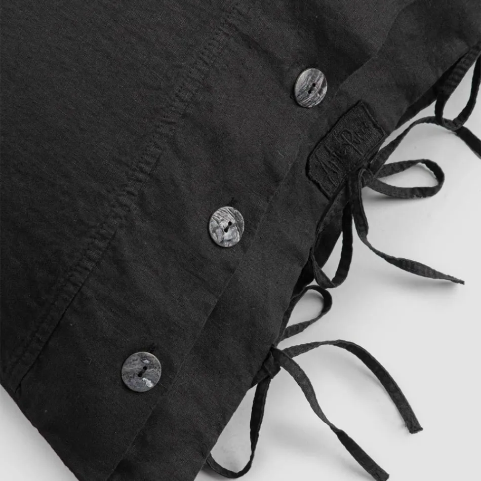 Funda de Almohada de Cama Rectangular de Lino Blanco o Negro con Botones y Cordones - Agora Viadurini