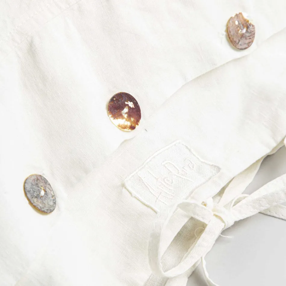 Funda de Almohada de Cama Rectangular de Lino Blanco o Negro con Botones y Cordones - Agora Viadurini