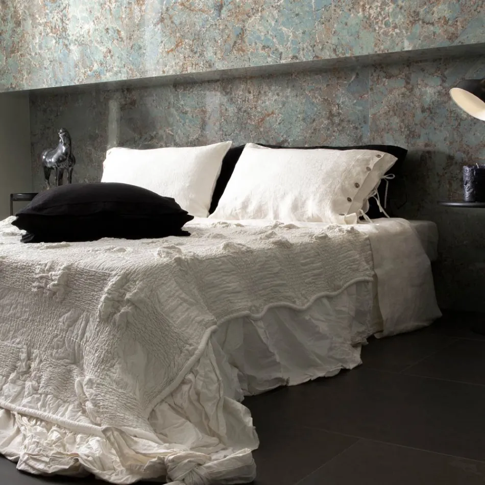 Funda de Almohada de Cama Rectangular de Lino Blanco o Negro con Botones y Cordones - Agora Viadurini