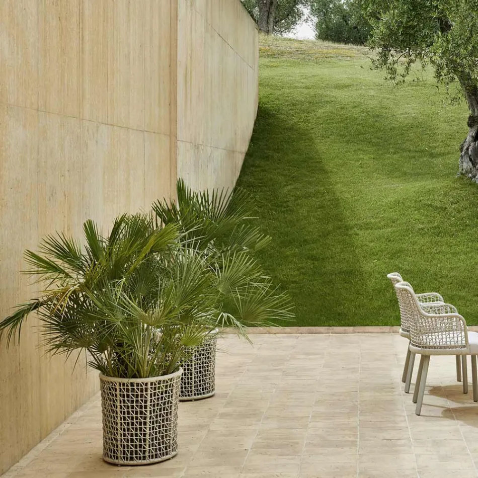 Jardinera con estructura de aluminio y tejido beige - Emma by Varaschin Viadurini