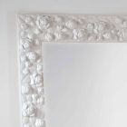 Gran espejo piso / pared blanca con la flor marco de madera Viadurini