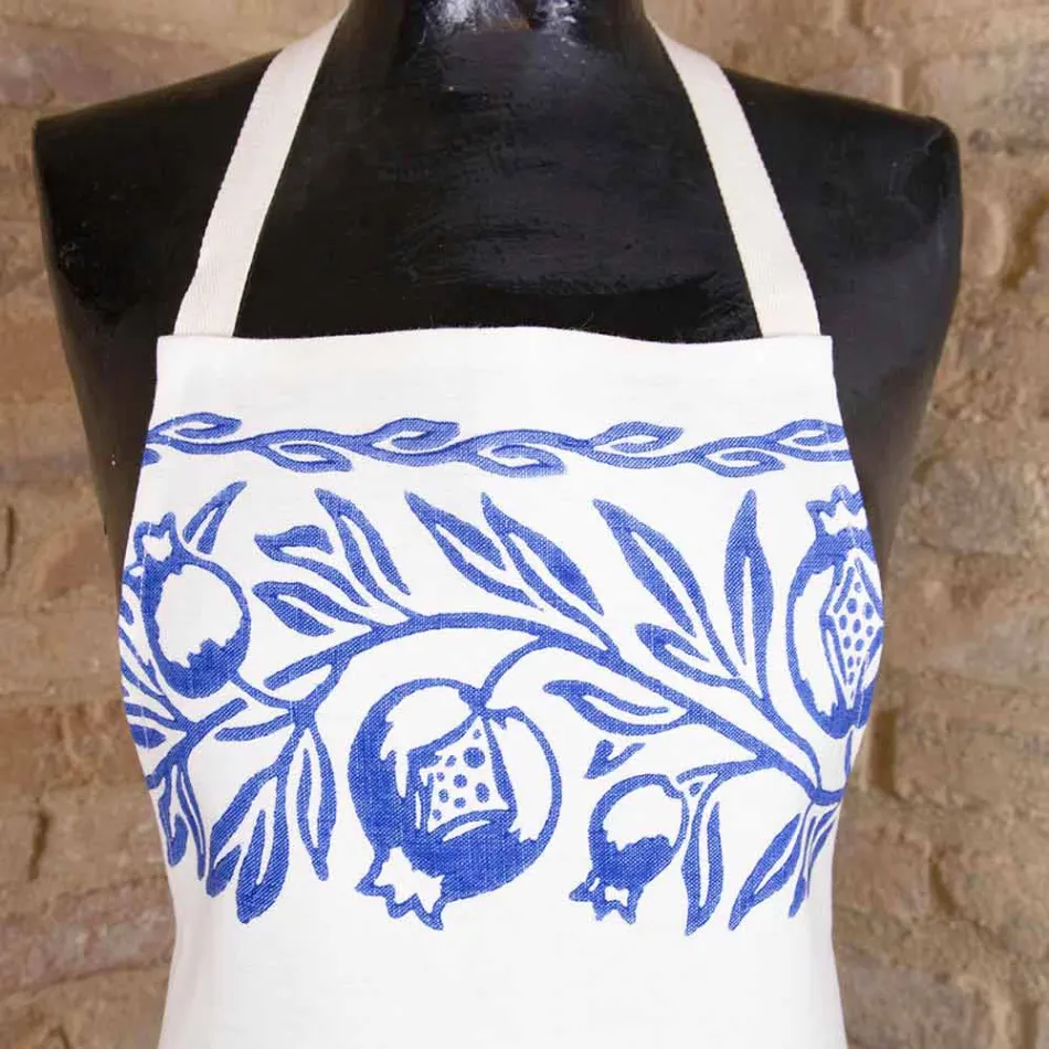 Delantal italiano de lino hecho a mano de una pieza - Marcas Viadurini