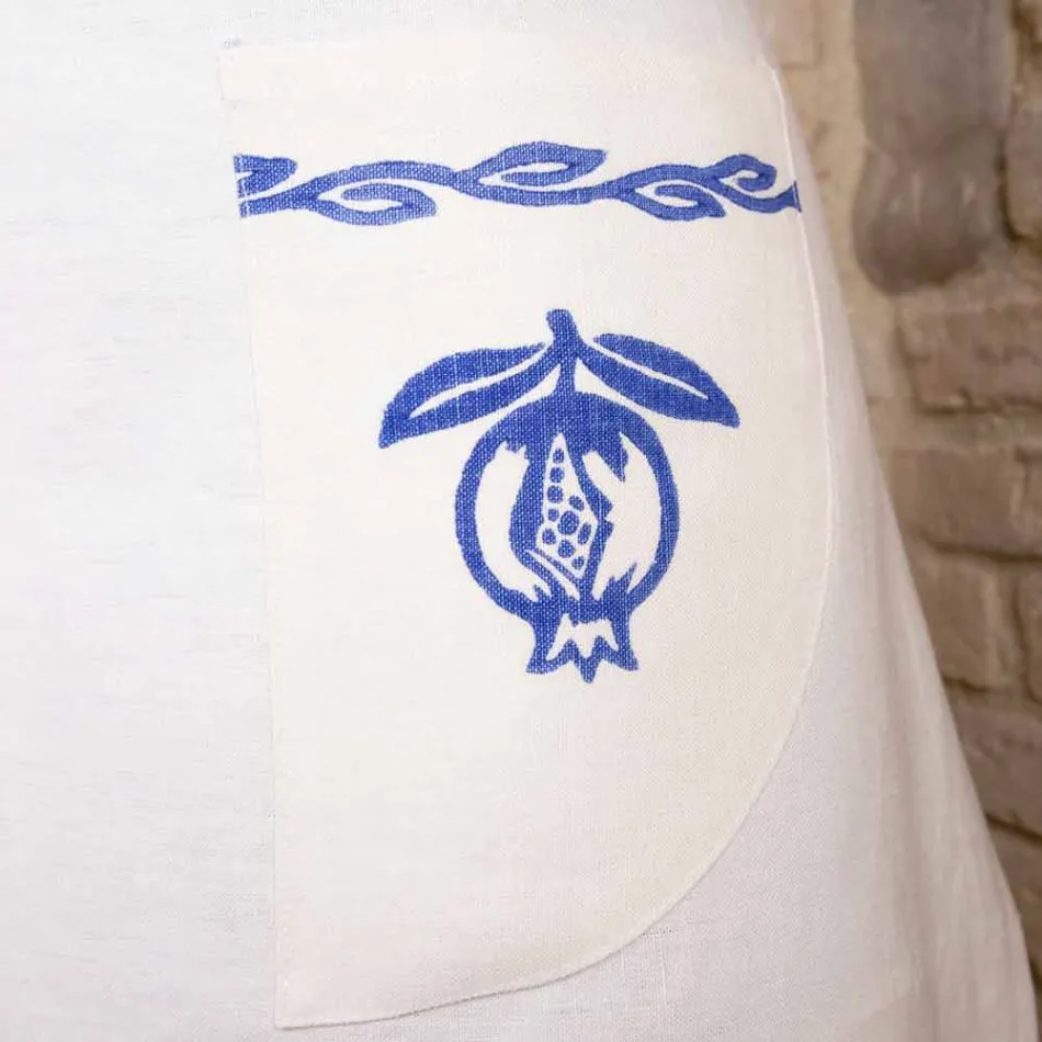 Delantal italiano de lino hecho a mano de una pieza - Marcas Viadurini